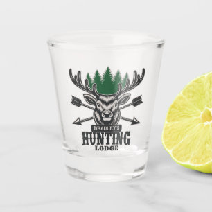 Hirschjäger ADD NAME Bow Hunting Lodge Hütte Schnapsglas
