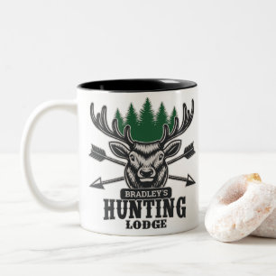 Hirschjäger ADD NAME Bow Hunting Lodge Hütte Zweifarbige Tasse