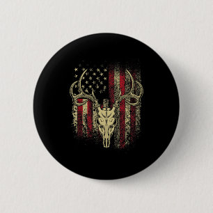 Hirschjäger auf amerikanischer Flagge Button