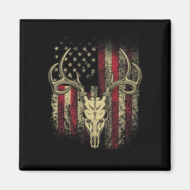 Hirschjäger auf amerikanischer Flagge Magnet (Vorne)