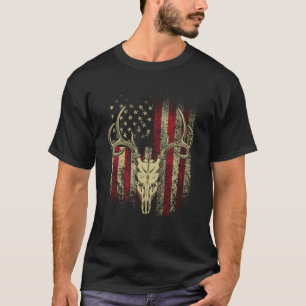 Hirschjäger auf amerikanischer Flagge T-Shirt