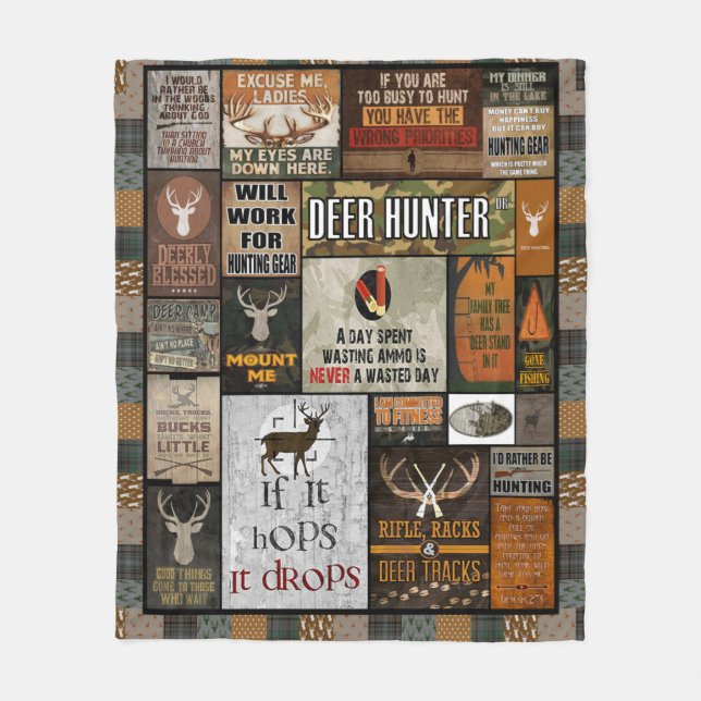 Hirschjäger-Blanket-Weihnachtsgeschenk für Jäger, Fleecedecke (Vorderseite)