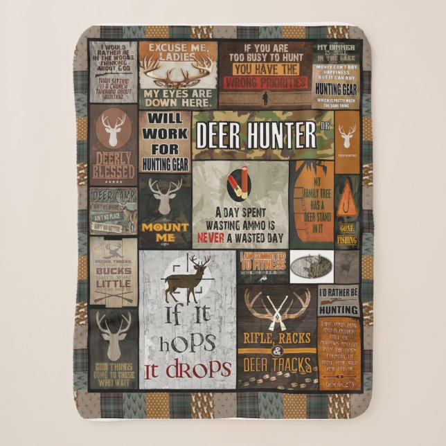 Hirschjäger-Blanket-Weihnachtsgeschenk für Jäger, Sherpadecke (Vorderseite)