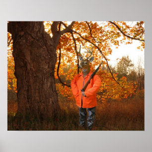 Hirschjäger im herbstlichen Wald Poster