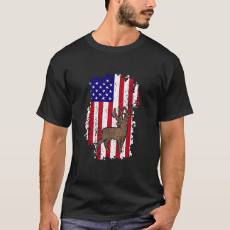 Hirschjäger Patriotische amerikanische Flagge Jagd T-Shirt