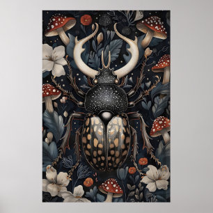 Hirschkäfer-Blumenprint, Dark Academia Poster