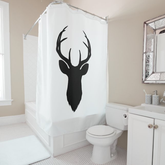Hirschkopf Antler Rustikales Land Modernere Duschvorhang (Beispiel)