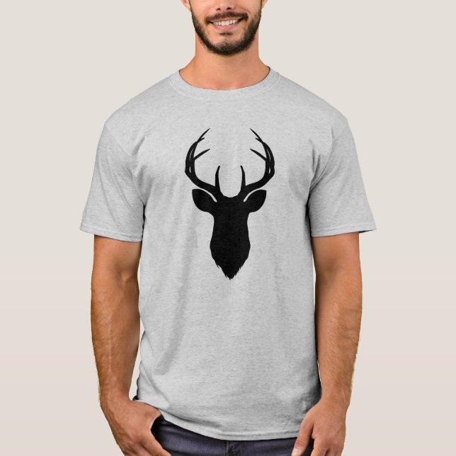 Hirschkopf Antler Rustikales Land Modernere T-Shirt (Vorderseite)
