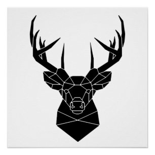 Hirschkopf Geometric ai File Deer Silhouette Stag  Poster