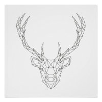 Hirschkopf Geometric Black & White Modern Art Prin