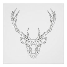 Hirschkopf Geometric Black & White Modern Art Prin
