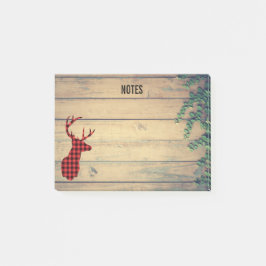 Hirschkopf mit Antlern auf Imitaten Holz Post-it Klebezettel