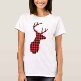 Hirschkopf mit Antlern - Kariert rustikal T-Shirt