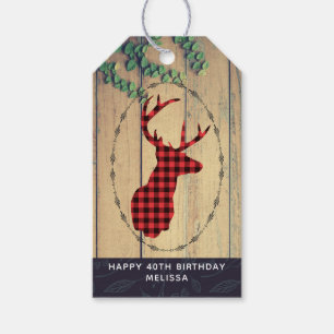 Hirschkopf mit Antlers - Roter Karierter Rustikale Geschenkanhänger