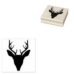 Hirschkopf-Silhouette mit Geweih Gummistempel