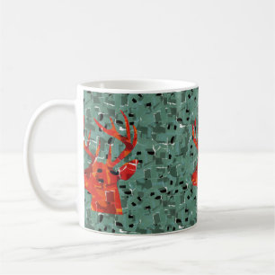 Hirschkopf-Silhouette-Mosaik Kaffeetasse