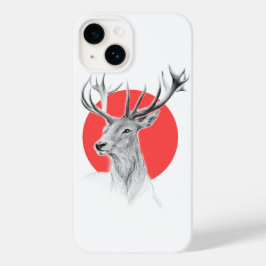 Hirschkopf Stag zeichnend Roter Kreis Tierart Case-Mate iPhone Hülle