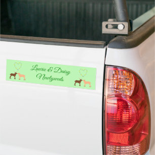 Hirschkuchen und Daisy Heart Custom Newlyweds Autoaufkleber