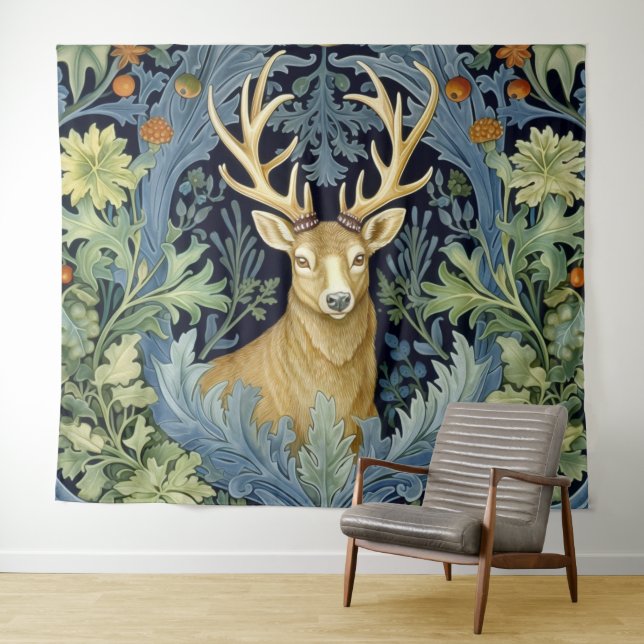 Hirschkunstnouveau Wandteppich (Beispiel (Horizontal))