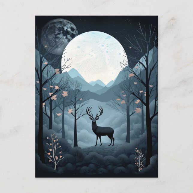 Hirschlandschaft Fantasy Whimsical Surreal Postkarte (Vorderseite)