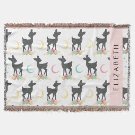 Hirschmuster, Baby Deer, Boho, Blume, Ihr Name Decke