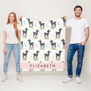 Hirschmuster, Baby Deer, Boho, Blume, Ihr Name Fleecedecke