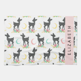 Hirschmuster, Baby Deer, Boho, Blume, Ihr Name Geschirrtuch