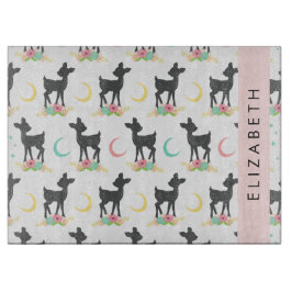 Hirschmuster, Baby Deer, Boho, Blume, Ihr Name Schneidebrett