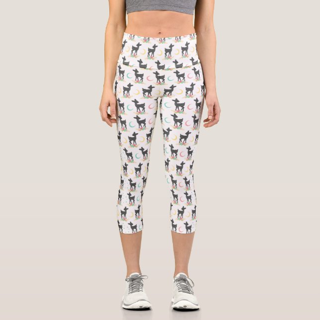 Hirschmuster, Baby Deer, Boho, Blume, Mond Capri Leggings (Vorderseite)