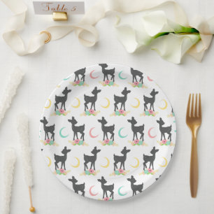 Hirschmuster, Baby Deer, Boho, Blume, Mond Pappteller