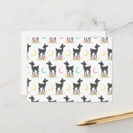 Hirschmuster, Baby Deer, Boho, Blume, Mond Postkarte