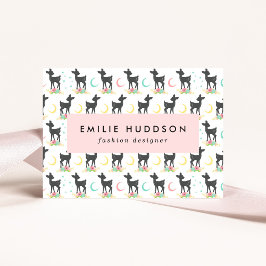 Hirschmuster, Baby Deer, Boho, Blume, Mond Visitenkarte