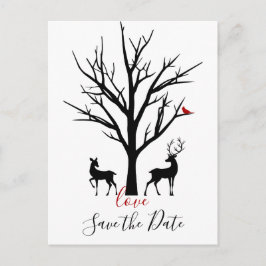 Hirschpaar in Liebe Winter Save the Date Hochzeit Ankündigungspostkarte
