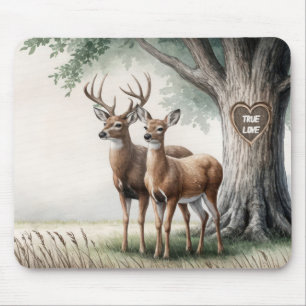 Hirschpaar mit Baumherz-Liebe Mousepad