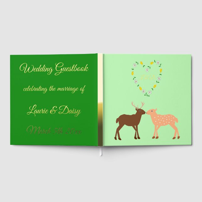 Hirschpaar und Daisy Heart Custom Wedding Gästebuch (Voll)