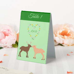 Hirschpaar und Daisy Heart Custom Wedding Tischaufsteller