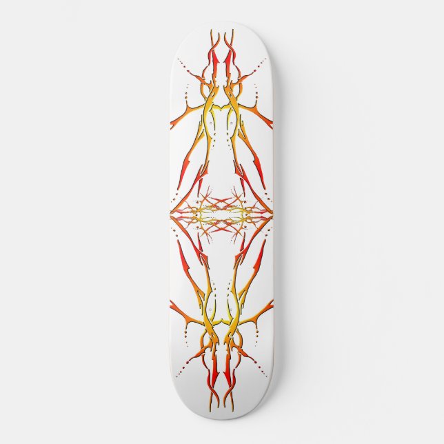 Hirschschädel - Tattoo - rot Skateboard (Vorderseite)