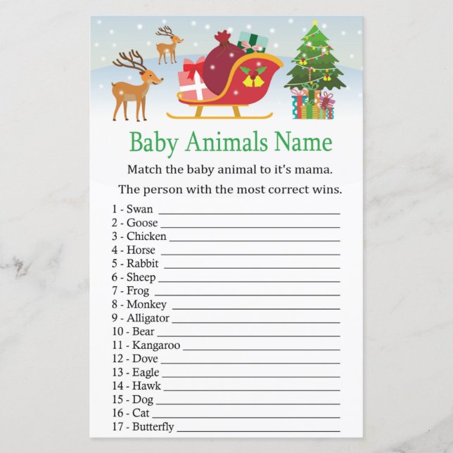 HirschSchlitten mit Geschenken Baby Animals Name G (Vorderseite)