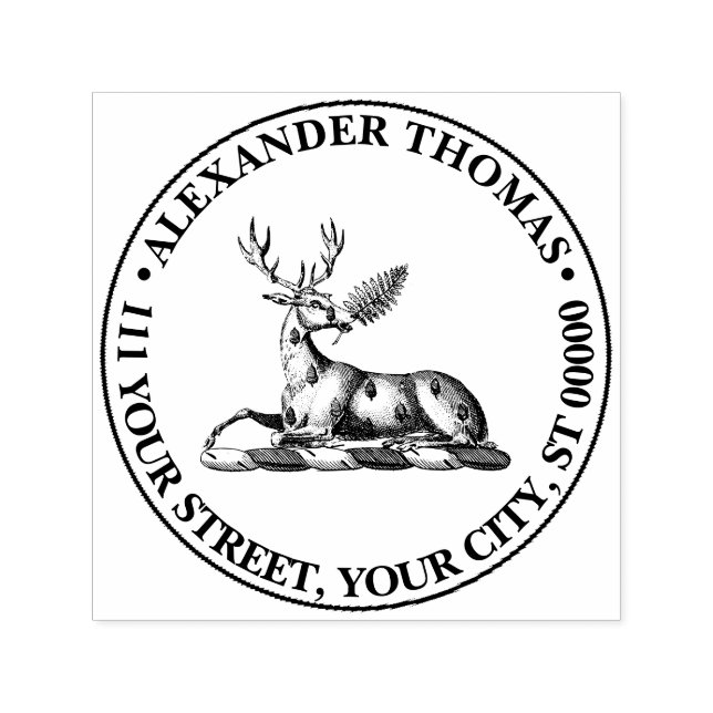 Hirschstag mit Fern Heraldic Wappen Emblem Permastempel (Design)