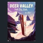 Hirschtal, Park City, Utah, Ski-Reiseplakat. Fotodruck<br><div class="desc">Hirschtal,  Park City,  Utah,  Skifahrplakat im Vintagen Winterstil.</div>
