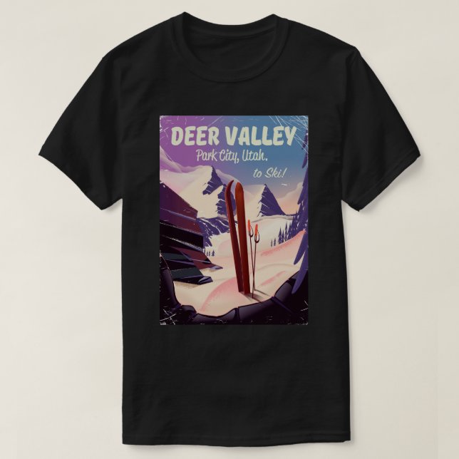 Hirschtal, Park City, Utah, Ski-Reiseplakat. T-Shirt (Design vorne)