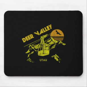 Hirschtal Utah Retro Skifahren T-Shirt Mousepad
