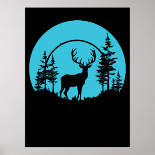 Hirschwald Natur im Freien Silhouette der wild leb Poster