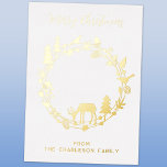 Hirschwald Wreath Holiday Real Foil Card Folien Feiertagskarte<br><div class="desc">Ein hübsches und einzigartiges Reh im Walddesign für eine Touch der Urlaubsmagie. Ändern Sie die Begrüßung,  den Namen und den Text auf der Rückseite. Originelle Kunst von Nic Squirrell.</div>
