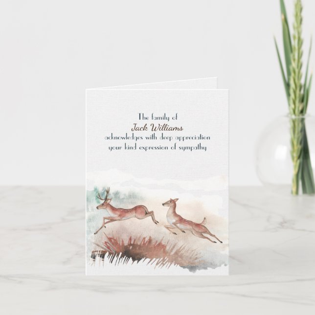 Hirschwasserfarbe für Beileid Danke Karte (Vorderseite)
