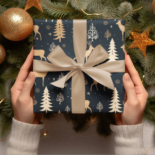 Hirschweih   Navy Blue Geschenkpapier