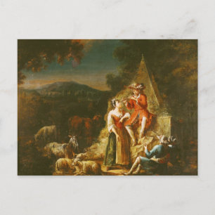 Hirte, die eine Flute spielen Postkarte