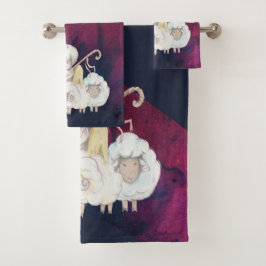 Hirte Engel mit 2 Lämmern Pastoral Badhandtuch Set