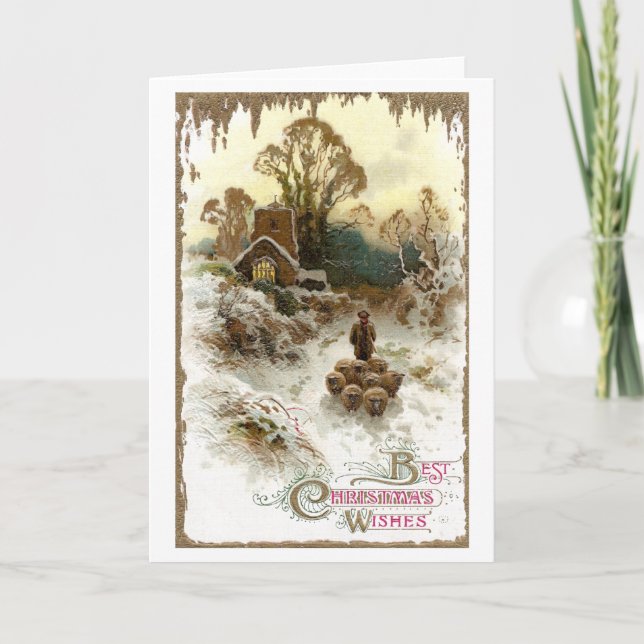 Hirte Herding Sheep Vintage Weihnachten (Vorderseite)