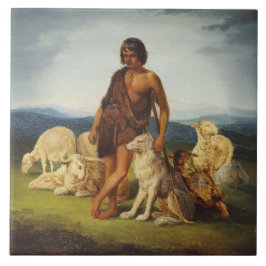 Hirte in einer ländlichen Landschaft Fliese